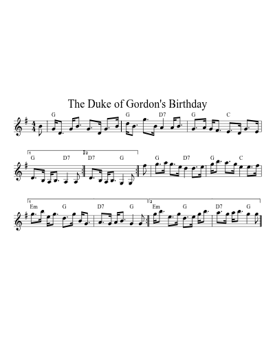 the Duke of Gordon's Birthday (Version 2) sheet music preview