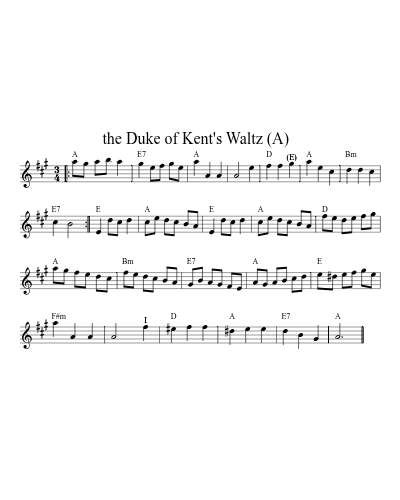 the Duke of Kent's Waltz   (A) (Duke Of Kents Waltz) sheet music preview