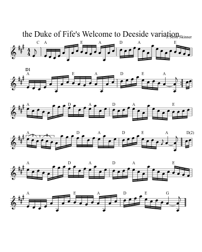the Duke of Fife's Welcome to Deeside variation sheet music preview