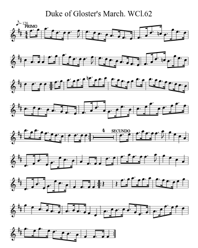 Duke of Gloster's March. WCl.62