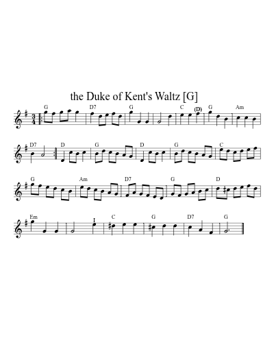 the Duke of Kent's Waltz   [G] (Version 6) sheet music preview