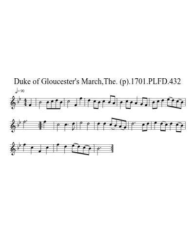 Duke of Gloucester's March,The. (p).1701.PLFD.432