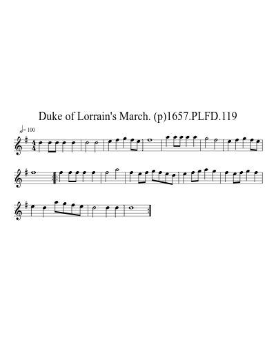 Duke of Lorrain's March. (p)1657.PLFD.119 sheet music preview