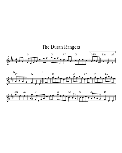 The Duran Rangers sheet music preview