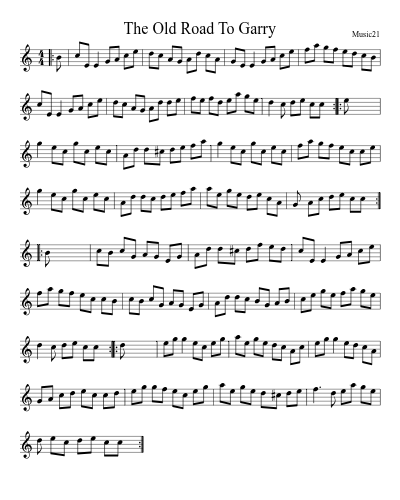The Old Road To Garry sheet music preview