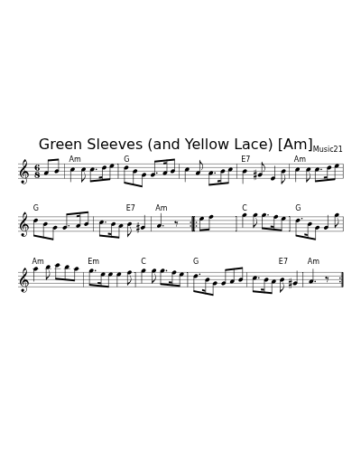 Green Sleeves (and Yellow Lace)   [Am]