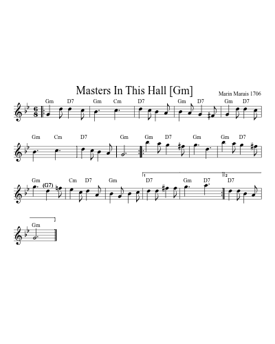 Masters In This Hall   [Gm] sheet music preview