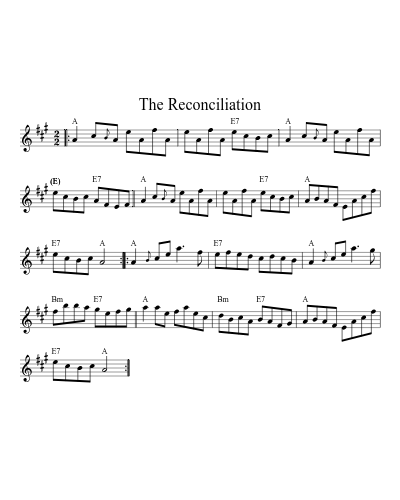 The reconciliation (Early Am Reels) sheet music preview
