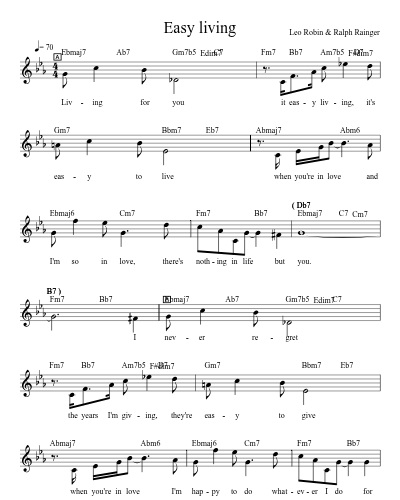 Easy living sheet music preview