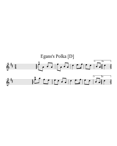 Egans's Polka   [D] sheet music preview