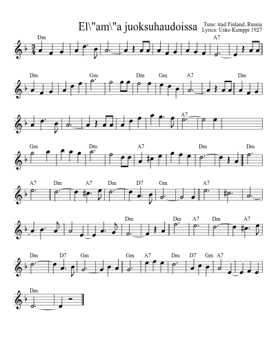 El\"am\"a juoksuhaudoissa (Version 2)