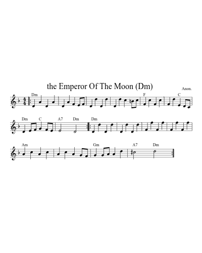 the Emperor Of The Moon  (Dm) (Version 2) sheet music preview