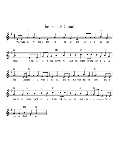 the Er-I-E Canal sheet music preview