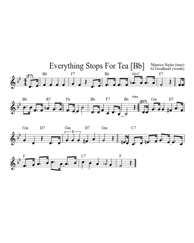 Everything Stops For Tea [Bb]