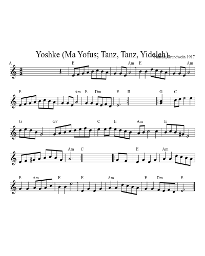 Yoshke (Ma Yofus; Tanz, Tanz, Yideleh) (Fh2012 B) sheet music preview
