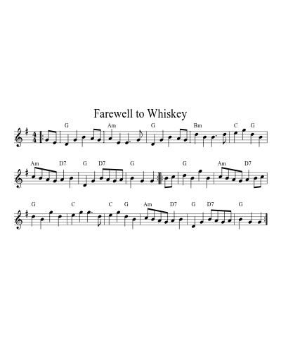 Farewell To Whiskey (Version 5) sheet music preview