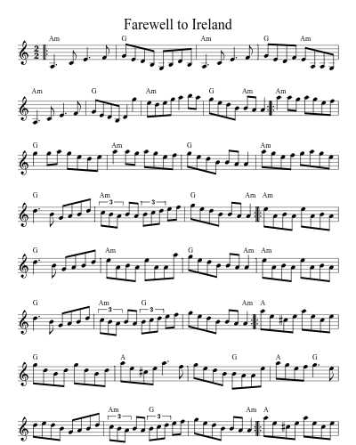 Farewell to Ireland (Version 7) sheet music preview