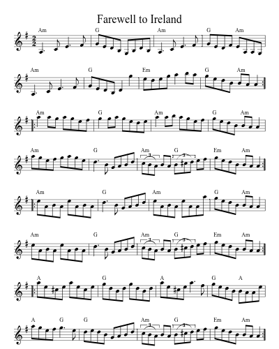 Farewell to Ireland (Version 8) sheet music preview