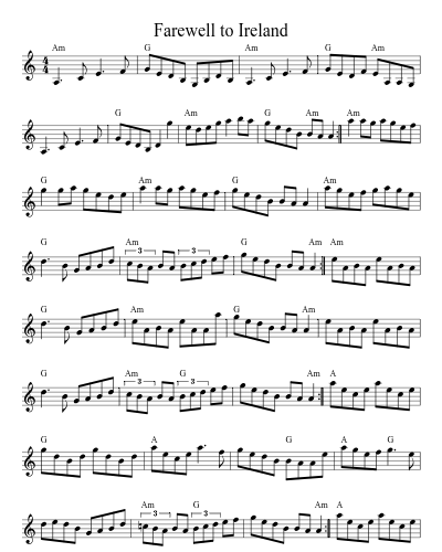 Farewell to Ireland (Version 9) sheet music preview