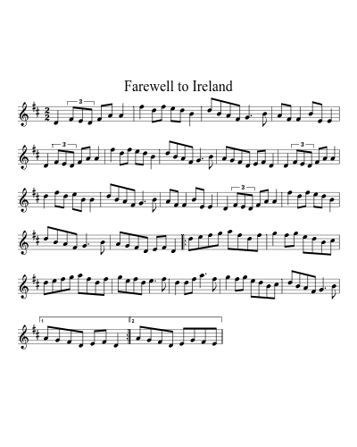 Farewell to Ireland (Version 13) sheet music preview