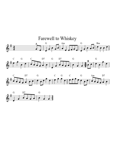 Farewell To Whiskey (Version 7) sheet music preview