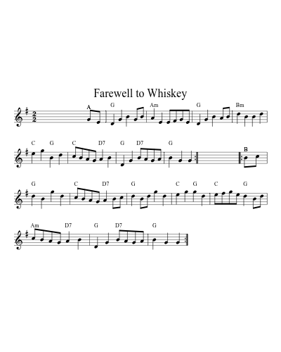 Farewell To Whiskey (Version 8) sheet music preview