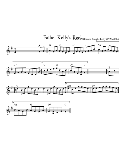 Father Kelly's Reel (Version 3) sheet music preview