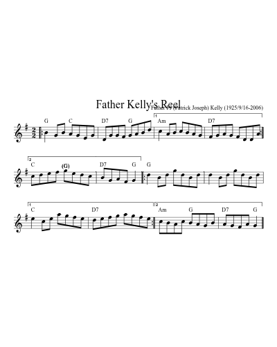 Father Kelly's Reel (Version 9) sheet music preview