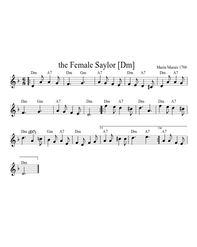 The Female Saylor   [Dm] (Version 2) sheet music preview