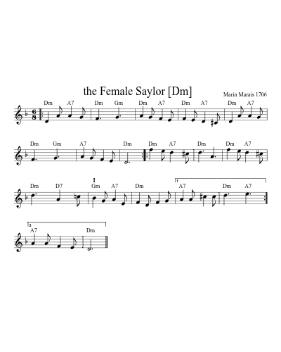 The Female Saylor   [Dm] (Version 4) sheet music preview
