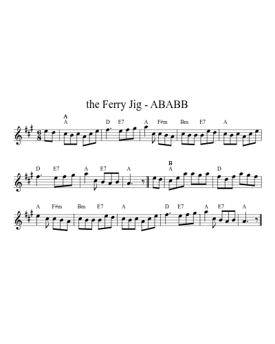 the Ferry Jig - ABABB sheet music preview