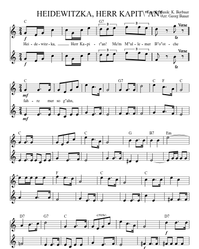 HEIDEWITZKA, HERR KAPIT\"AN! (Fh Duets1)