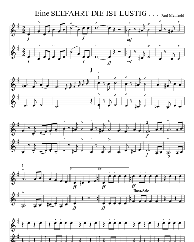 eine SEEFAHRT DIE IST LUSTIG . . . (Fh Duets1)