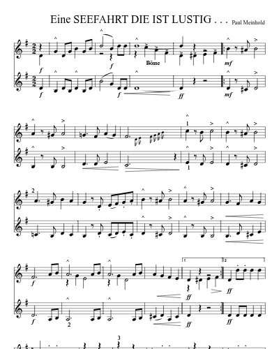 eine SEEFAHRT DIE IST LUSTIG . . . (Fh Duets2)
