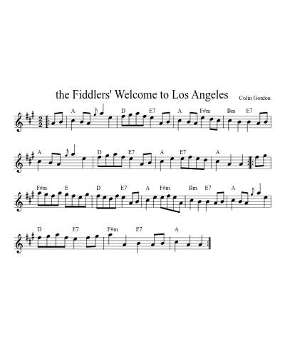 the Fiddlers' Welcome to Los Angeles (Version 6) sheet music preview