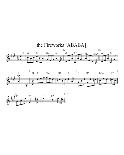 the Fireworks  [ABABA] sheet music preview