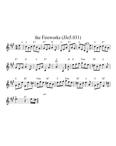 the Fireworks (JJo5.031) sheet music preview