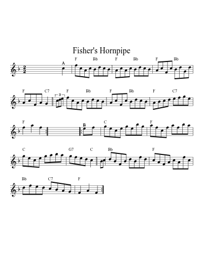 Fisher's hornpipe (Version 25) sheet music preview
