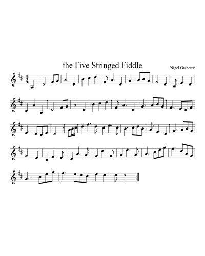 the Five Stringed Fiddle sheet music preview
