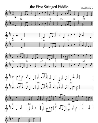 the Five Stringed Fiddle (Version 7)