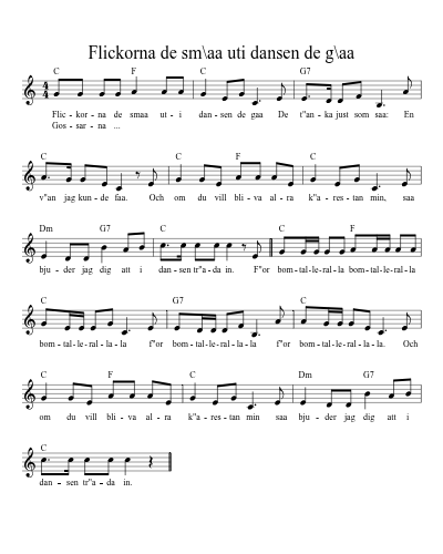 Flickorna de sm\aa uti dansen de g\aa (Version 2)