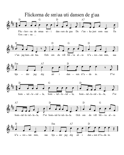 Flickorna de sm\aa uti dansen de g\aa (Version 4) sheet music preview