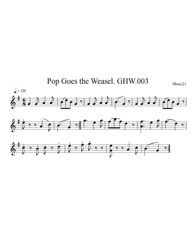 Pop Goes the Weasel. GHW.003