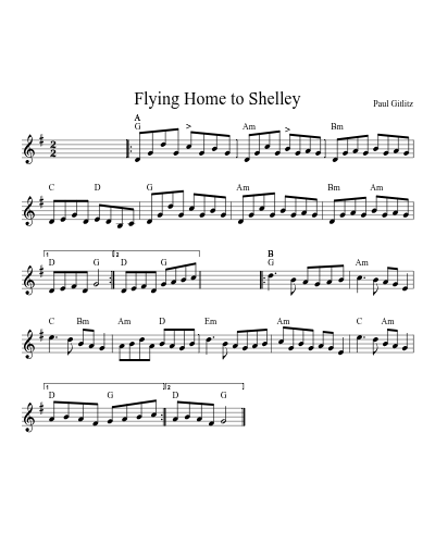 Flying Home to Shelley (Version 9) sheet music preview