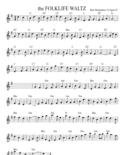 the FOLKLIFE WALTZ (Folklife Waltz) sheet music preview