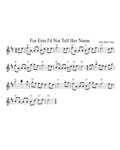 For Erin I'd Not Tell Her Name (Version 2)