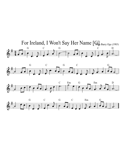 For Ireland, I Won't Say Her Name    [G]