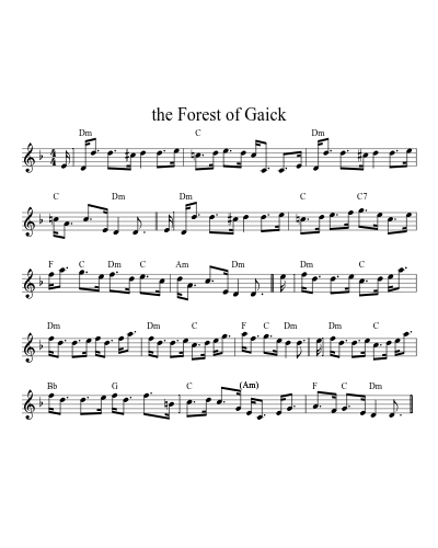 the Forest of Gaick (Version 2) sheet music preview