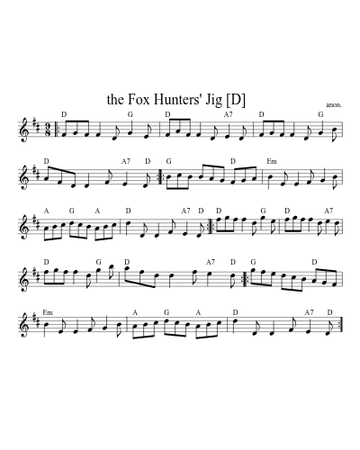 the Fox Hunters' Jig   [D] sheet music preview