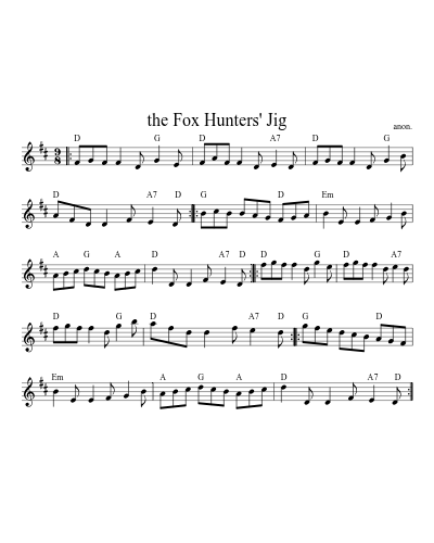 The Fox Hunters' Jig (Version 2) sheet music preview